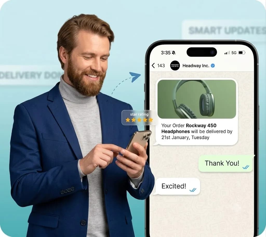 Customer reading an order delivery update from a verified business on WhatsApp