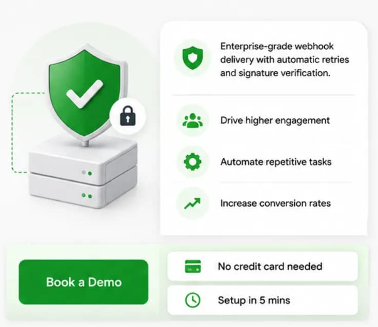 Secure webhook delivery with signature verification and automatic retries